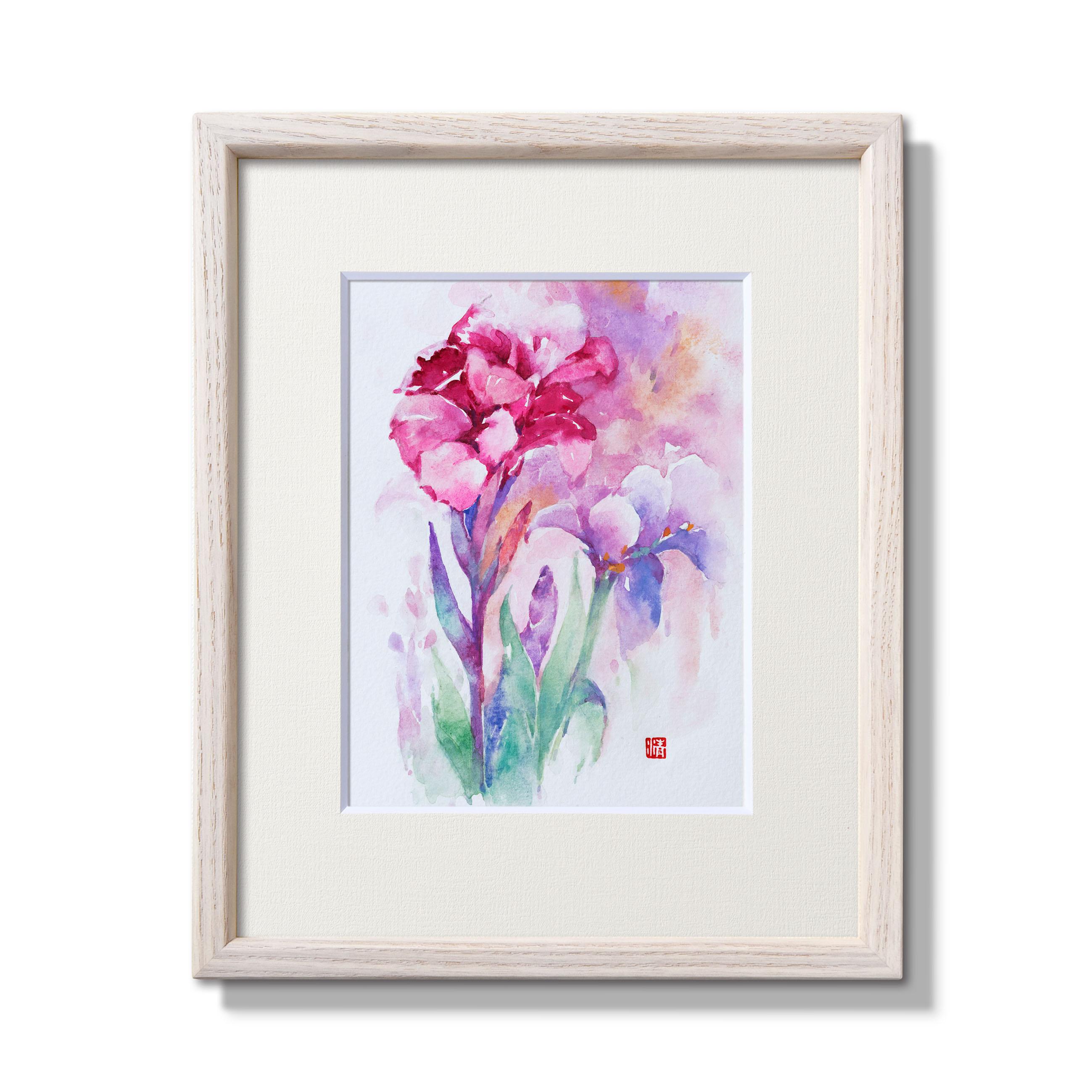【春之華】水彩原画 一点物 額縁付き　特典付き1枚目の画像