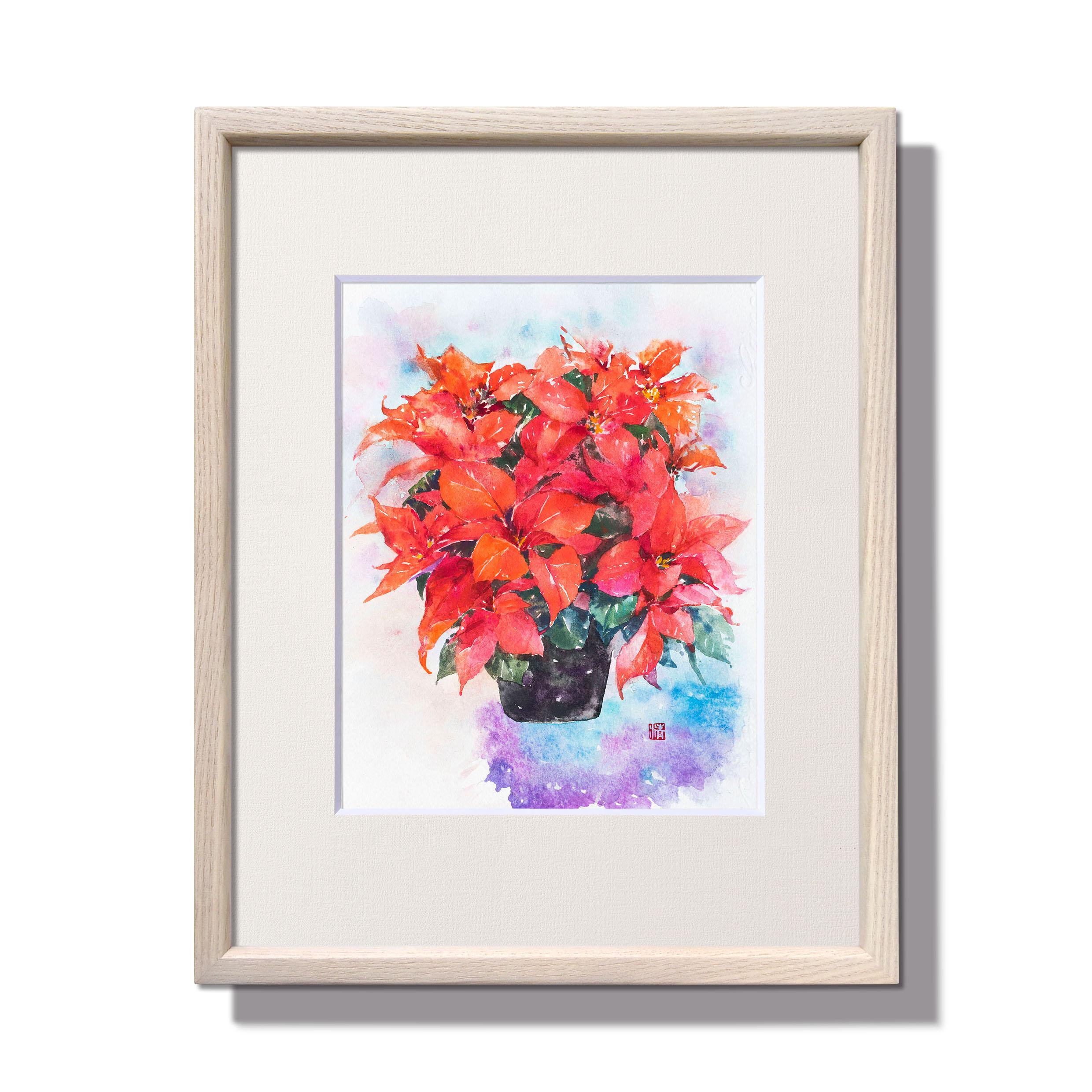 【聖なる祈り】水彩原画　額縁付き　一点物　特典付き